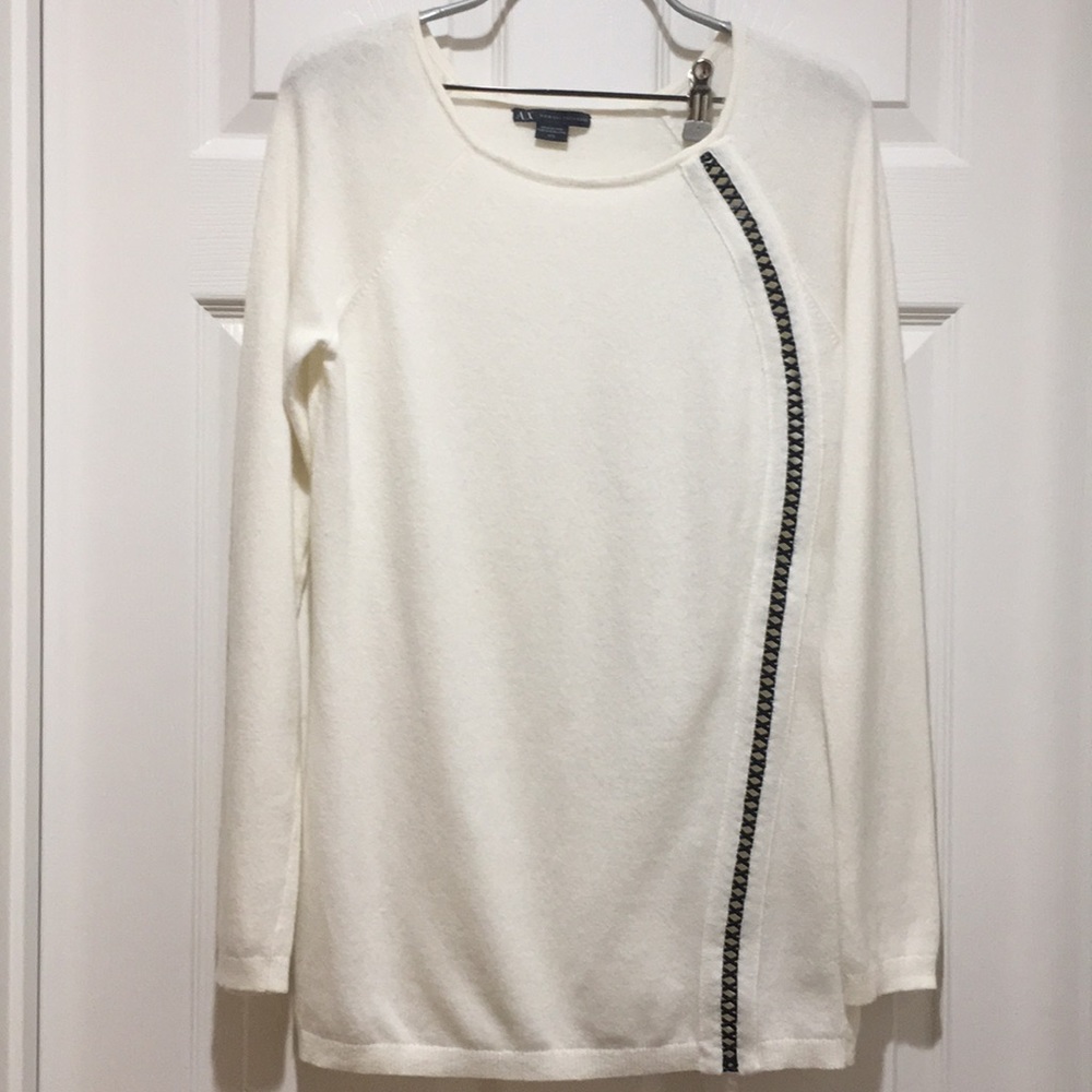 Armani Exchange wool sweater with leather trim M